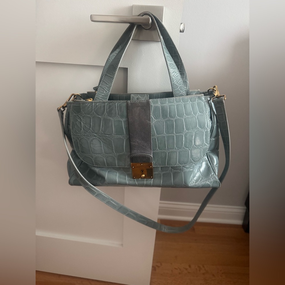 Marc Jacobs Croc Embossed leather handbag Crossbody Turquoise